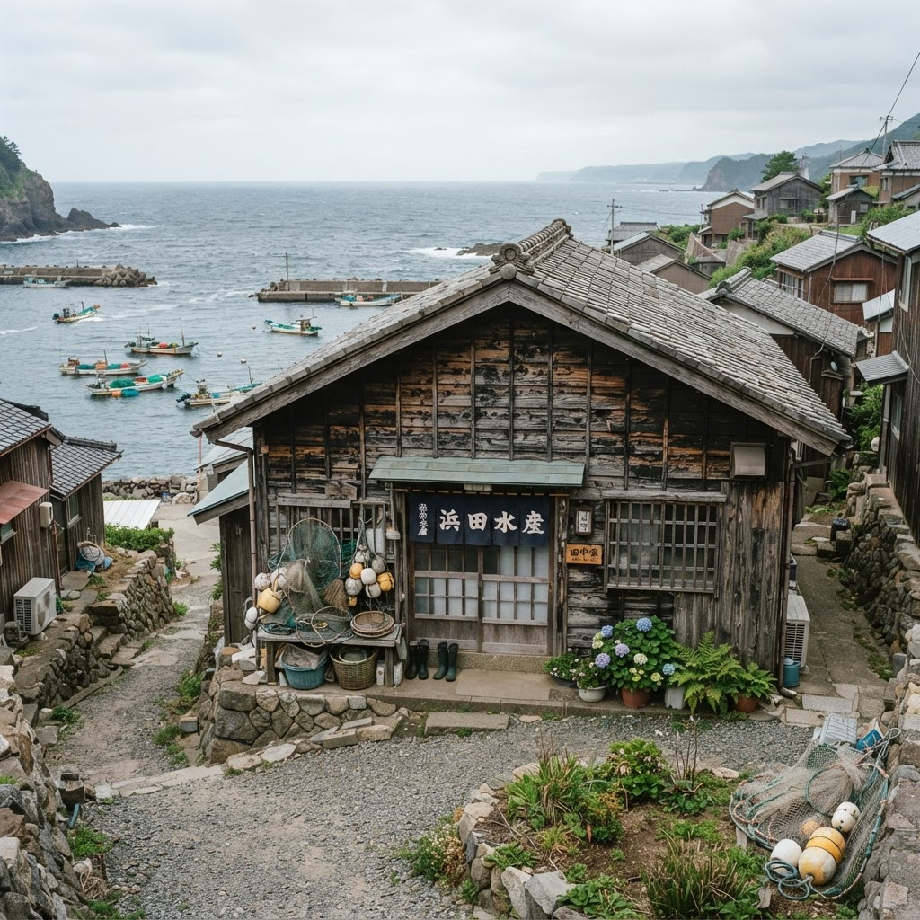 Japanese rural house viewed from the road, awaiting inspection